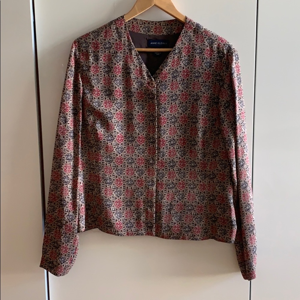 Patterned, Fully Lined Silk Blouse - image 1